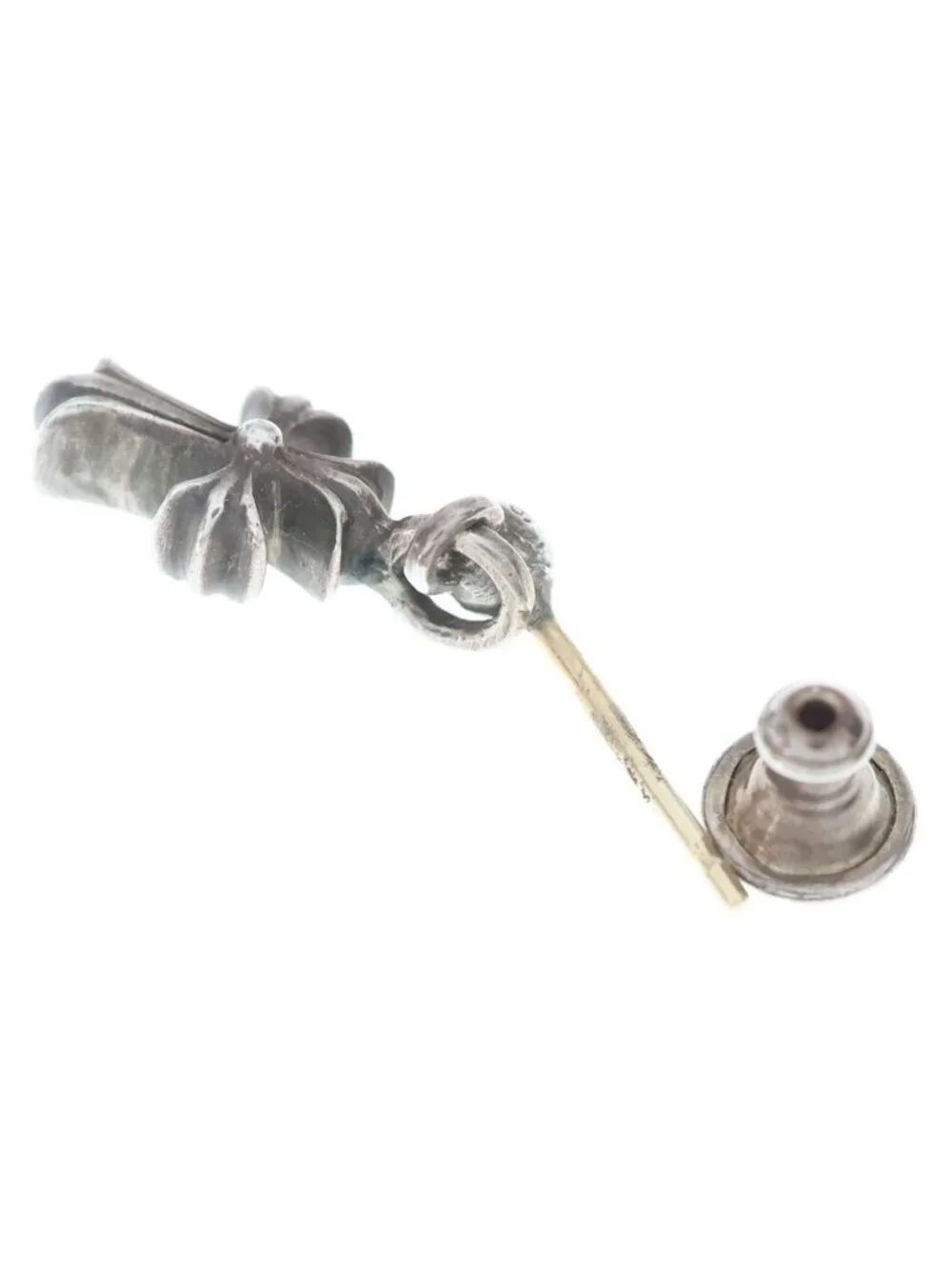 Chrome Hearts Drp Stck CH Crs Stack CH Cross Drop Silver Earrings
